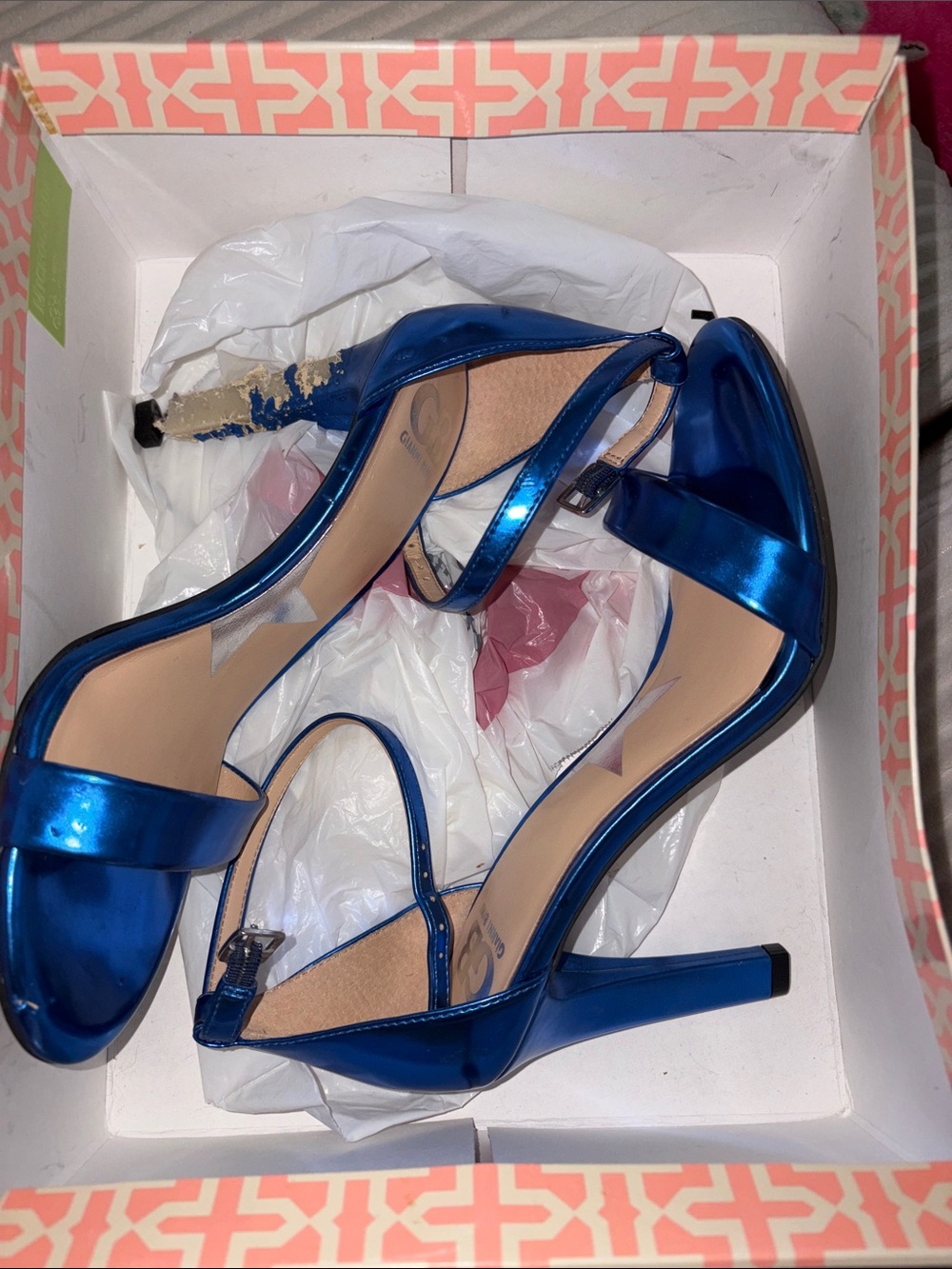 Gianni Bini Metallic Blue Ankle-Strap Stiletto Sandals